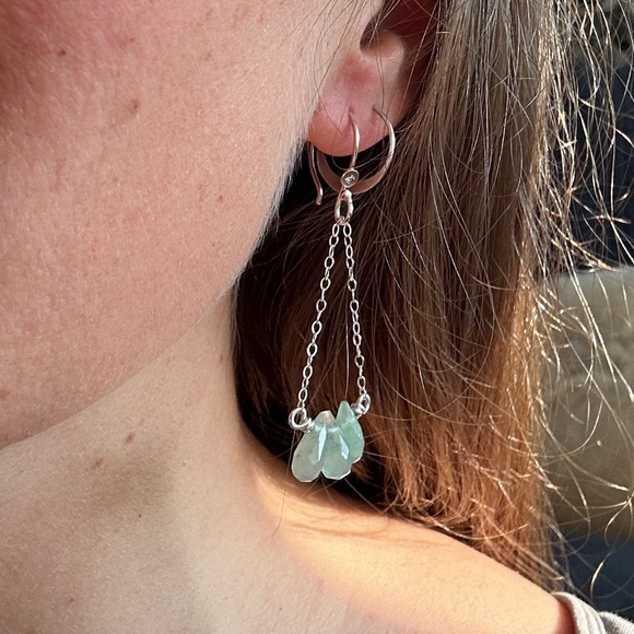 Green aventurine teardrop earrings - Picture 3 of 4